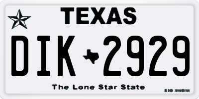 TX license plate DIK2929