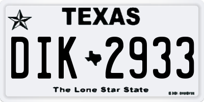 TX license plate DIK2933
