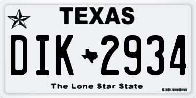TX license plate DIK2934