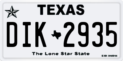 TX license plate DIK2935