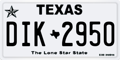 TX license plate DIK2950