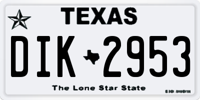 TX license plate DIK2953