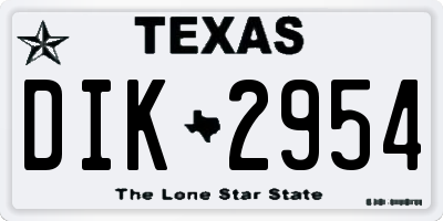 TX license plate DIK2954