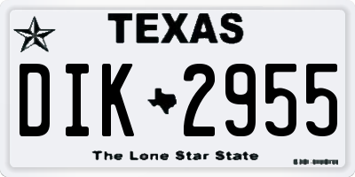 TX license plate DIK2955