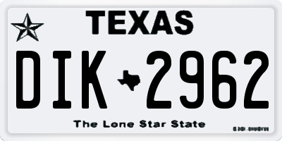 TX license plate DIK2962