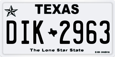 TX license plate DIK2963