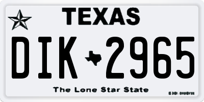 TX license plate DIK2965