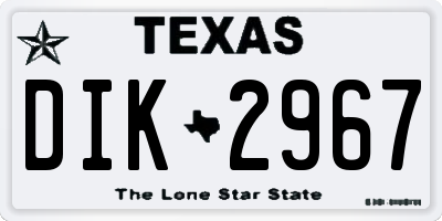 TX license plate DIK2967