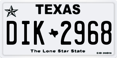 TX license plate DIK2968