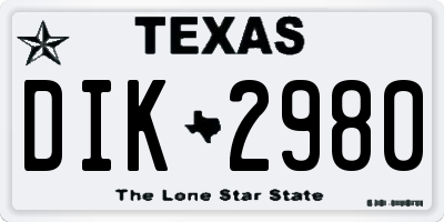 TX license plate DIK2980