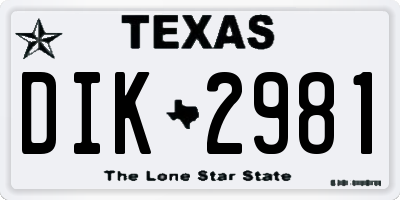 TX license plate DIK2981