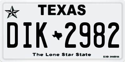 TX license plate DIK2982