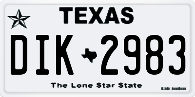TX license plate DIK2983