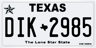 TX license plate DIK2985
