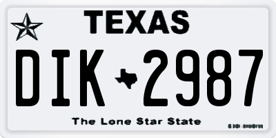 TX license plate DIK2987