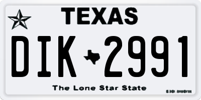 TX license plate DIK2991