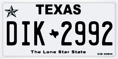 TX license plate DIK2992