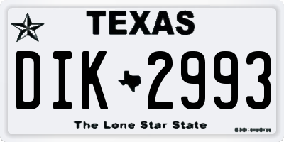 TX license plate DIK2993