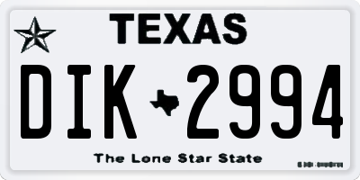 TX license plate DIK2994