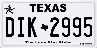 TX license plate DIK2995