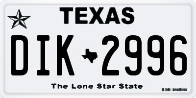 TX license plate DIK2996