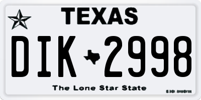 TX license plate DIK2998