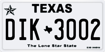 TX license plate DIK3002
