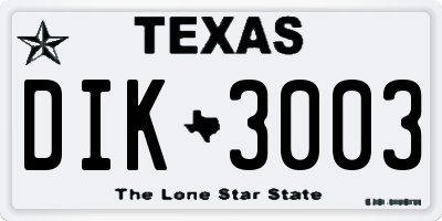 TX license plate DIK3003