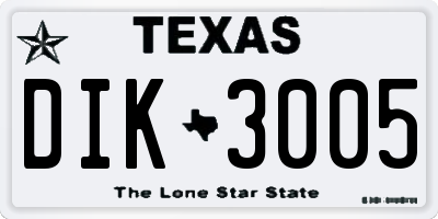 TX license plate DIK3005