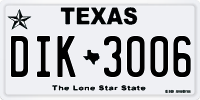 TX license plate DIK3006