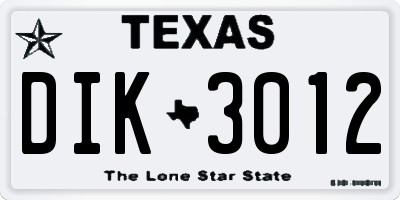 TX license plate DIK3012