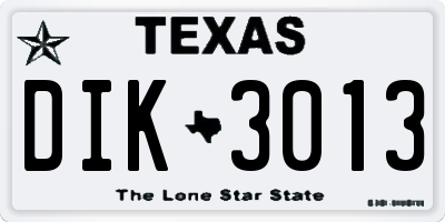 TX license plate DIK3013