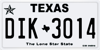 TX license plate DIK3014