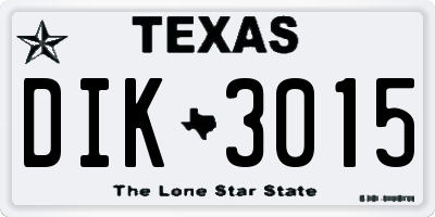 TX license plate DIK3015
