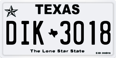 TX license plate DIK3018