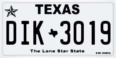TX license plate DIK3019