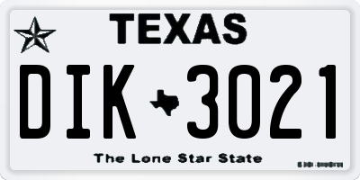 TX license plate DIK3021