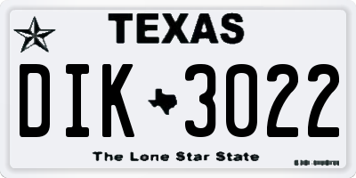 TX license plate DIK3022