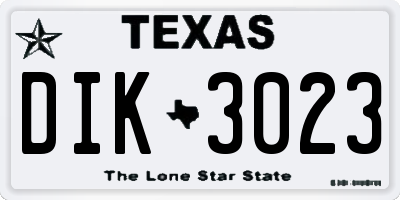 TX license plate DIK3023