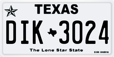 TX license plate DIK3024