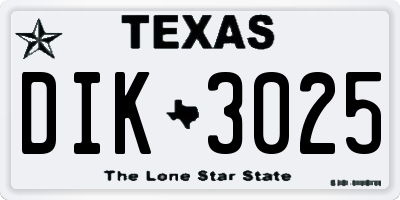 TX license plate DIK3025