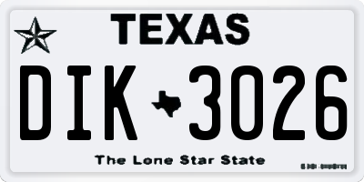 TX license plate DIK3026