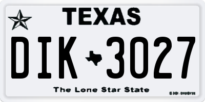 TX license plate DIK3027