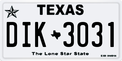 TX license plate DIK3031