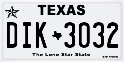 TX license plate DIK3032