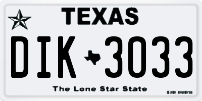 TX license plate DIK3033