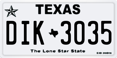 TX license plate DIK3035