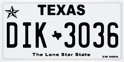 TX license plate DIK3036