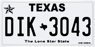 TX license plate DIK3043