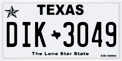 TX license plate DIK3049